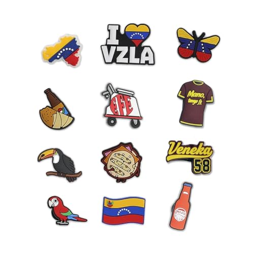 I LOVE VENEZUELA (12 Pcs) Venezuelan Shoe Charms Decoration – Fla...