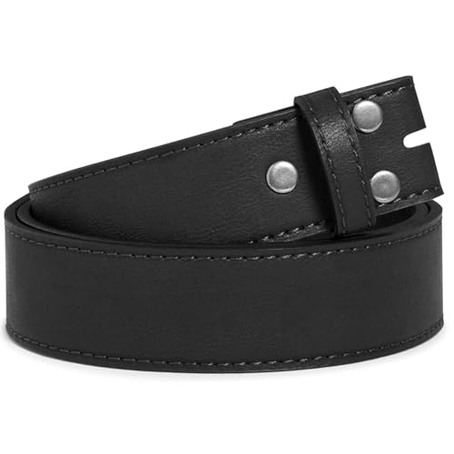 Image of BC Belts Leather Belt Strap with Vintage Distressed Texture 1.5 inch Wide with Snaps and without Buckle