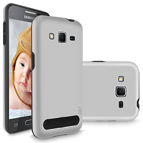 Core Prime/Prevail LTE Case, Cellularvilla [Slim Fit] [Drop Protection] [Dual Layer] Luxury Metal Aluminum Shockproof Back Case Cover for Samsung Galaxy Core Prime/Prevail LTE G360 (Silver Black)