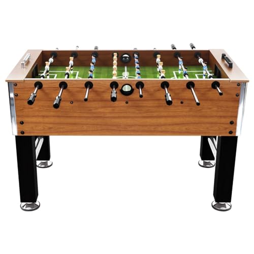 ShGaxin Kickertisch Stahl 60 kg 140x74,5x87,5 cm Hellbraun und Schwarz Tischkicker, Tischfussball, Tischkicker Bälle, Tischkicker Erwachsene, Spieltisch – Bild 3