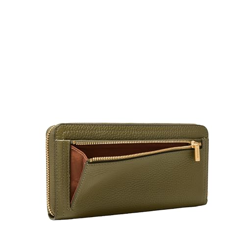 Image of Fossil Women's Logan Leather RFID-Blocking Zip Around Clutch Wallet with Wristlet Strap for Women