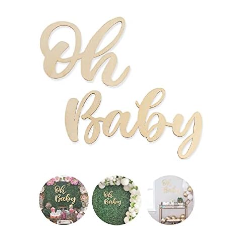 Wood Baby Sign Baby Shower Banner for 1st Birthday Backdrop, Baby Party Sign Wooden Cutout Nursery Decor, Baby Party Banner Event Decorations for Gender Reveal Backdrop,Baby Announcements Cover