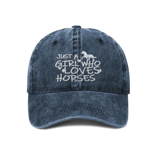Image of Just Girl Who Loves Horse Hat Baseball Cap for Women Adjustable Trendy Hats Cotton