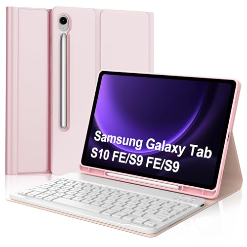 Clavier Samsung Tab S10 FE detachable Bluetooth avec etui rose