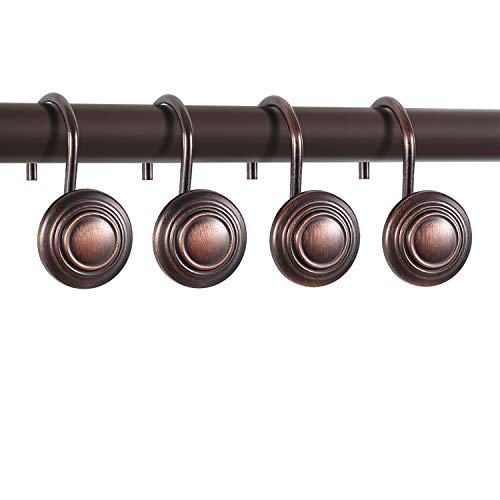 CHICTIE Bronze Shower Curtain Hooks - Oil Rubbed,Set of 12 Circle Decorative Shower Curtain Rings,Metal Rustproof Shower Curtain Hooks for Bathroom(Oil-Rubbed Bronze) - Thumbnail 3