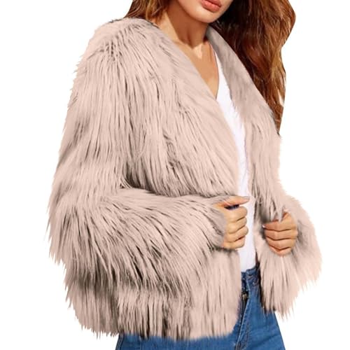 XUNRYAN Girls Fuzzy Faux-Fur Coat Winter Jackets Warm Thick Parka Anorak Slim Fit Open Front Cardigan Outerwear Overcoat2