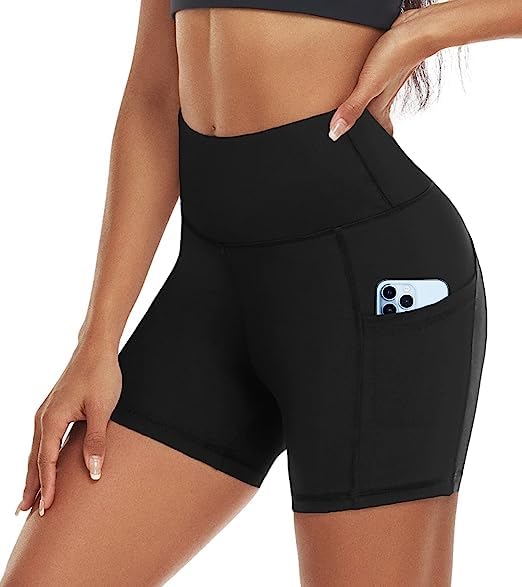 Biker Shorts for Women with Pockets, High Waisted Yoga Athletic Gym Workout Compression Long Shorts Free Size (26 Till 32) Pack of 1-image-24