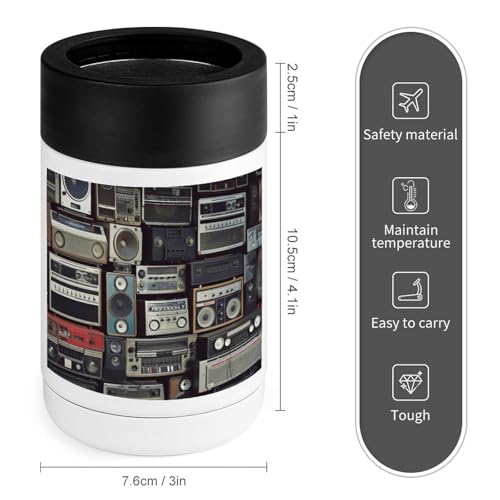 Refroidisseur de boissons en acier inoxydable premium avec manchon silicone graphique rétro chic