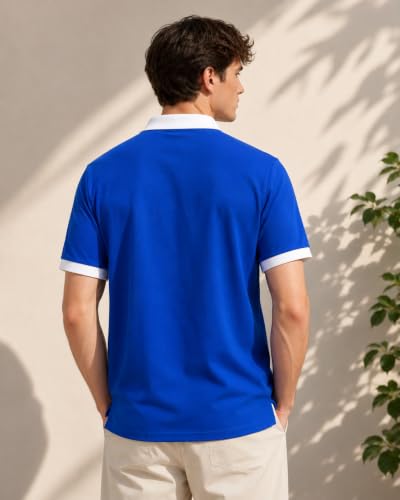 Image of Mens Pique Polo T-Shirt | Cotton Rich, Smart Fit Polo with Embroidered Logo | Casual & Sports Wear | Polo T-Shirt for Men