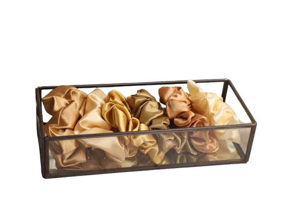 Image of Vintage Rectangular Brass Glass Tray with Jewelry Organizer, Decorative Accent, Wedding Bridal Party Gift, Candy Table Decor (Colour-Black, Size- 25cm X 11cm X 6cm (LxBxH) (Pack of 1)