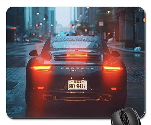 Preisvergleich Produktbild Mousepads Für Computer,Büro Mausmatte,Spiel Mauspad,Matte Mit Genähten Kanten,Gebäude Autostadt Porsche Rainy Road Street Mousepad Für Laptop,Desktop-Computer