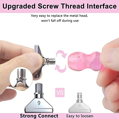 Metal Diamond Painting Pen Kits 15 Pieces,Screw Thread Tips,2 Pieces Diamond Art Pen,6 Pieces Stainless Steel Nibs,6 Glue Clays, 5D Diamond Painting Accessories Tools For Diy Craft (Pink+Blue) #TOP2