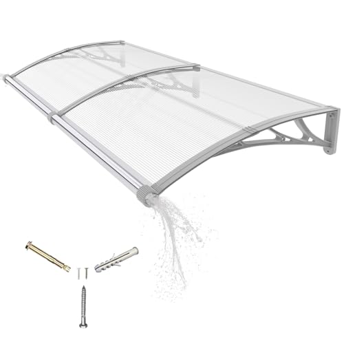 GGNEBAI Awning for Door Entrance,40x80 Inches Awnings for Doors with Separate Drainage,Front Door Awning Exterior,Polycarbonate UV, Rain, and Snow Protection for Porch,Patio,Window,Deck