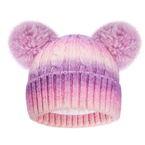 Bonnet de ski double pompon multicolore, cadeau idéal ado 7-15 ans