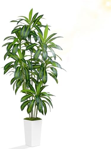 Dracaena Plant Artificial Tree 7Ft Tall Fake Tropical Floor Plant...