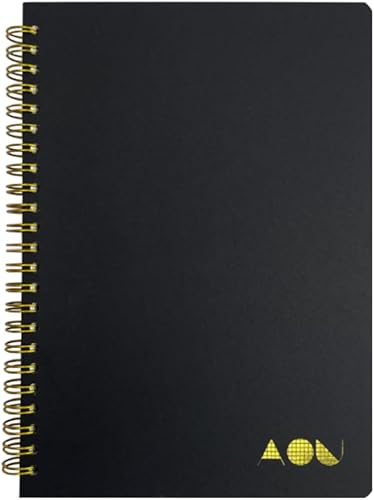 AOU Cuaderno de espiral a rayas, negro, 160 páginas de papel rayado grueso de 3.53 ozm, 8.3 x 5.7 pulgadas, diario A5 con bolsillo interior y doble disponible en Yaxa Costa Rica