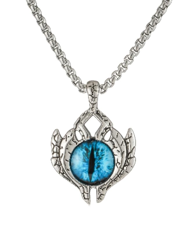 vien Vintage Devil's blue Eye street hip hop stainless steel pendant necklace Silver Plated Stainless Steel Necklace-picture-17