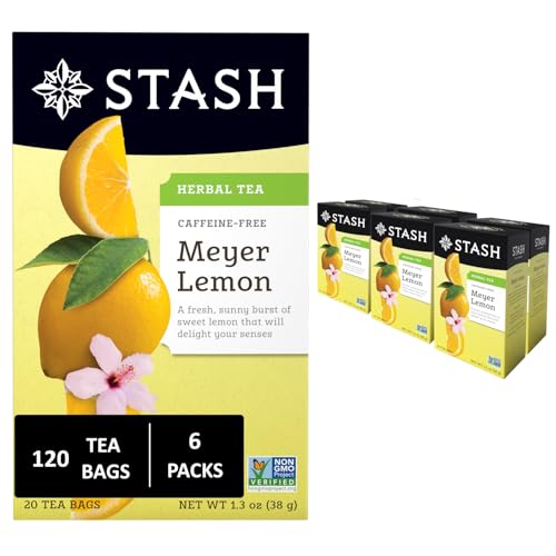 Image of Stash Tea Meyer Lemon Herbal Tea, 6 Boxes With 20 Tea Bags Each (120 Tea Bags Total)