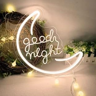 SG PRINT Good Night Moon Neon Sign Light LED Neon Wall Decor Bedroom Light Wall Art Gifts Bar Club Home Decor Neon Sign Wall Art Neon Sign Wedding Partys (Warm White_Good Night)