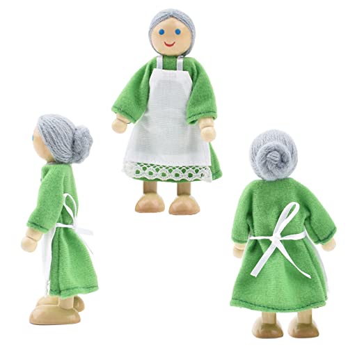 Wooden Dolls House People with Cat and Dog, Happy Family Dolls figures Set for Dollhouse Playset Accessories Gift - Image 3