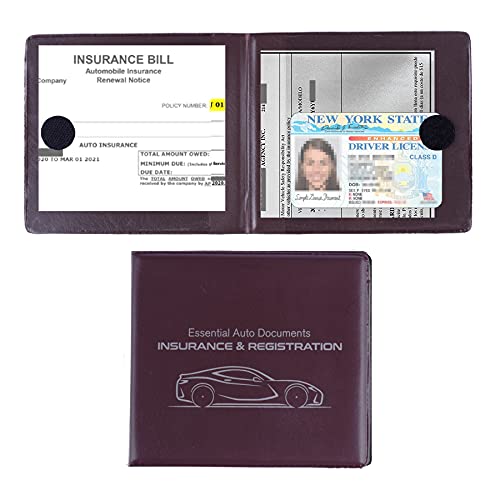 MICUB Auto Car Essential,Car Registration and Insurance Card Documents Holder 2-Pack,Car Interior Accessories for Car,Truck,SUV and Other Vehicle,Case Wallet for Car Documents Organizer(Brown)