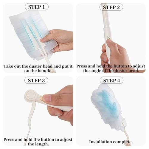 2 Stück Ersatzgriff, Teleskopstange, Teleskop Starterset, EIN Verlängerter Griff, EIN Nicht-terressbarer, Einstellbare Länge Verlängerter Griff für Staubwedel-Nachfüller für Reinigen und sauber