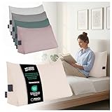 DreamRoots Rückenkissen Keilkissen Bett - Verstellbares Lesekissen & Wandkissen, 70×40×20 cm Cord-Bezug 380 g/m², abnehmbar & waschbar, Seitentasche - Sofa Rückenkissen Crème