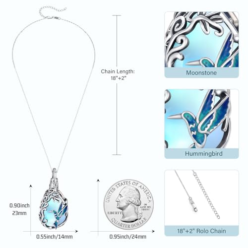 JUSTKIDSTOY Dog/Cat/Hummingbird Urn Necklace for Ashes S925 Sterling Silver Heart Cremation Jewelry Keepsake Memorial for Women2