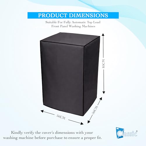 Image of Classic Top Load Washing Machine Cover Suitable For LG 6 Kg, 6.2 Kg, 6.5 Kg, 7 Kg, Waterproof & Dustproof (56cmsX56cmsX85cms, Black)