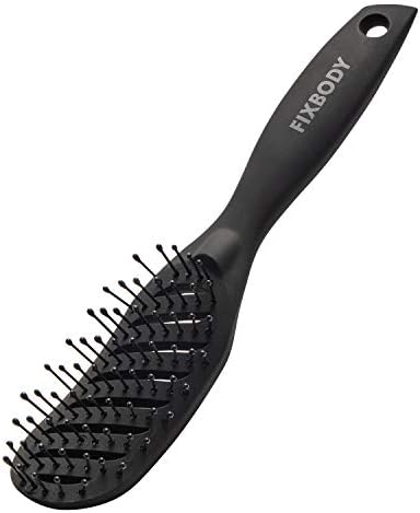 FIXBODY Curved Vent Hair Brush for Blow Drying, Styling and Solon, Detangling Hair Brush for Short Thick Tangles Hair, Both Men and Women, Black