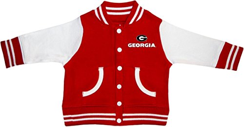 Creative Knitwear University of Georgia Bulldogs Circle G Newborn Infant Baby Varsity Jacket,Red,6-9 Months