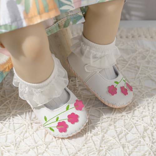 Image of Meckior Infant Baby Girl Sandals Soft Non-Slip Rubber Sole Handmade Princess Wedding Dress Shoes Toddler First Walkers