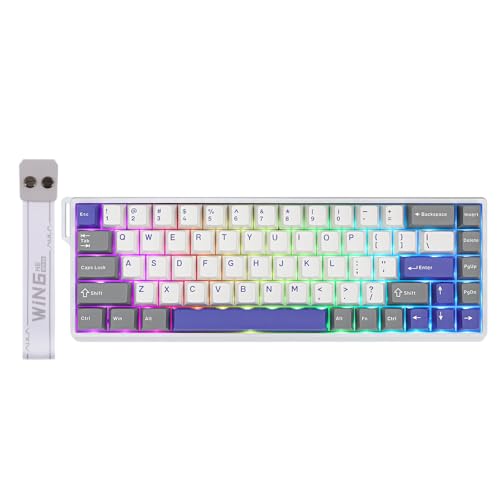 EPOMAKER Aula WIN68 HE Magnetic Keyboard with Adjustable Actuation, Hall Effect Switches, 65% Wired Compact Keyboard, 8000 Hz Polling Rate, Hot-Swappable (Grey&White&Blue)