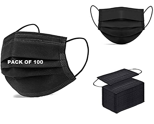 RADHE ENTERPRISE09 Nonwoven Fabric Disposable 3 Ply Surgical Mask (Black, Without Valve) for Unisex (Black 100) (B0B6RXLPKP) Amazon Price History, Amazon Price Tracker