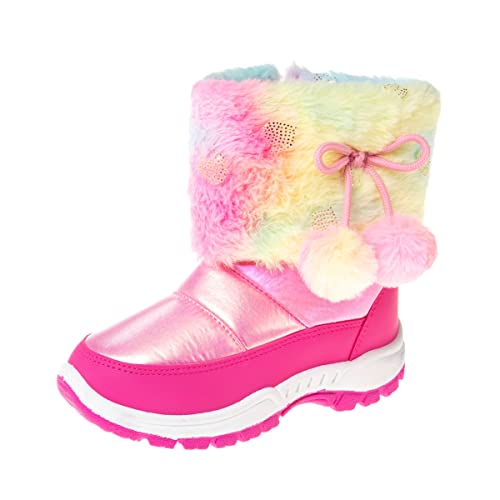 Rugged Bear Girls Snow Boot, Multicolored Top, 10 Toddler