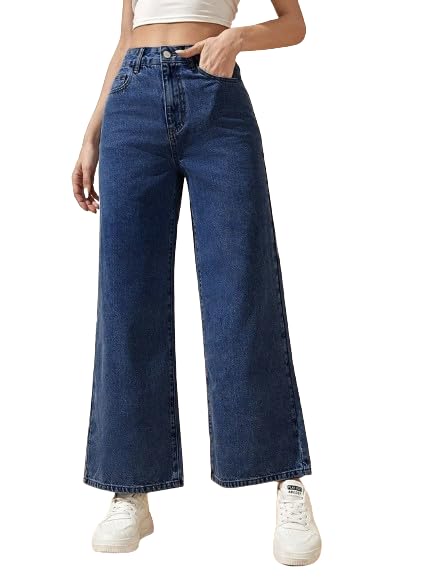 Image of Essential Wardrobe Staple Dark Blue Mid-Rise Stretch Denim Jeans for Women Dark Blue Jeans