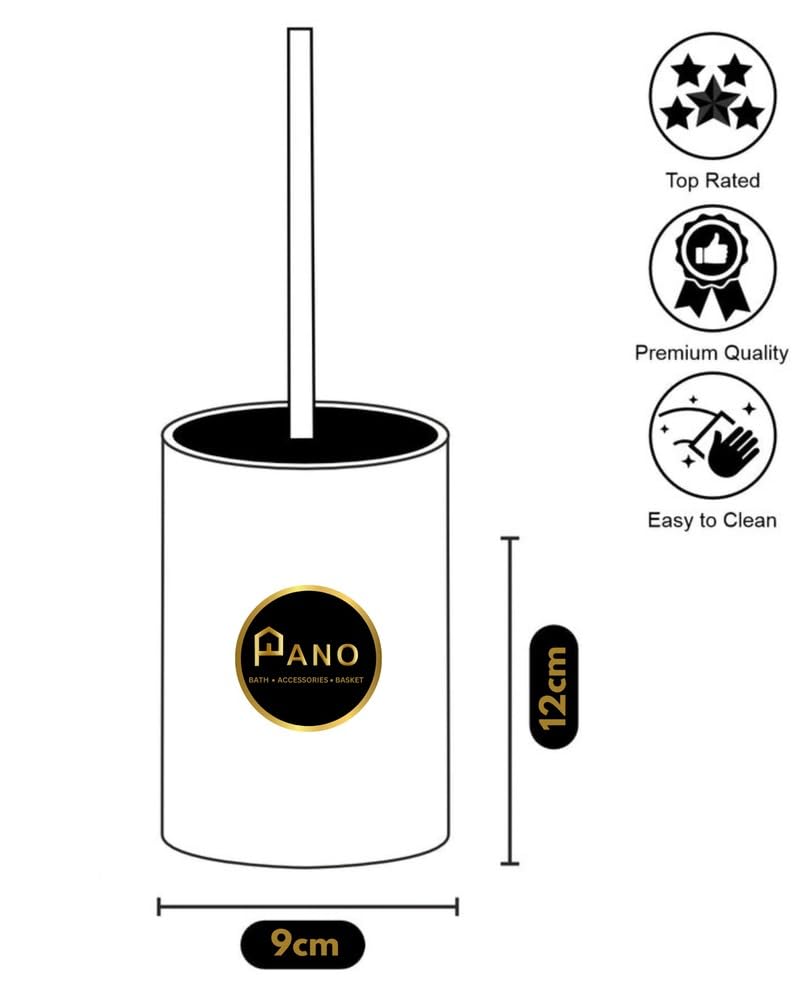 Pano Polyresin Toilet Brush and Holder,Bathroom Toilet Brush Holder Set,Toilet Cleaning Brush Kit with Holder (Toilet Brush with Holder) Black 1