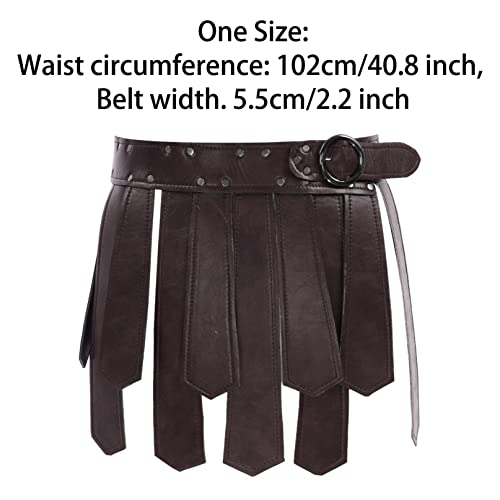 iiniim Roman PU Leather Skirt Belt Medieval Warrior Tassel Waist Belt Viking Knight Fringe Skirt Belt3