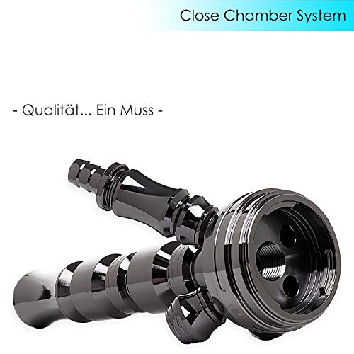 DILAW® TRIPHAN Shisha Edelstahl Black V2A 96cm Hookah Big Size + LED Licht | Wasserpfeife Kaminkopf Komplettset… – Bild 5