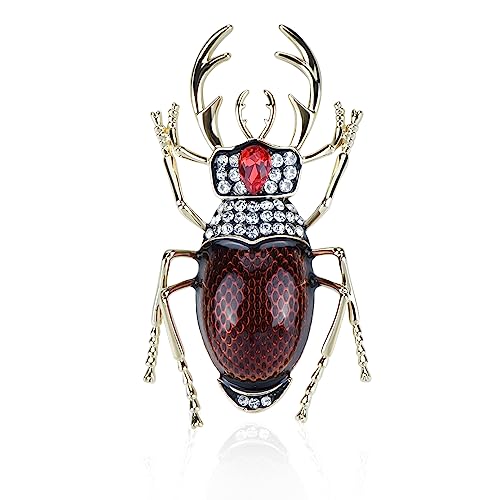 Image of Vintage Rhinestones Crystal Beetle Bug Ename Insect Scarab Brooch Pin Lapel Pin Accessories for Men Women