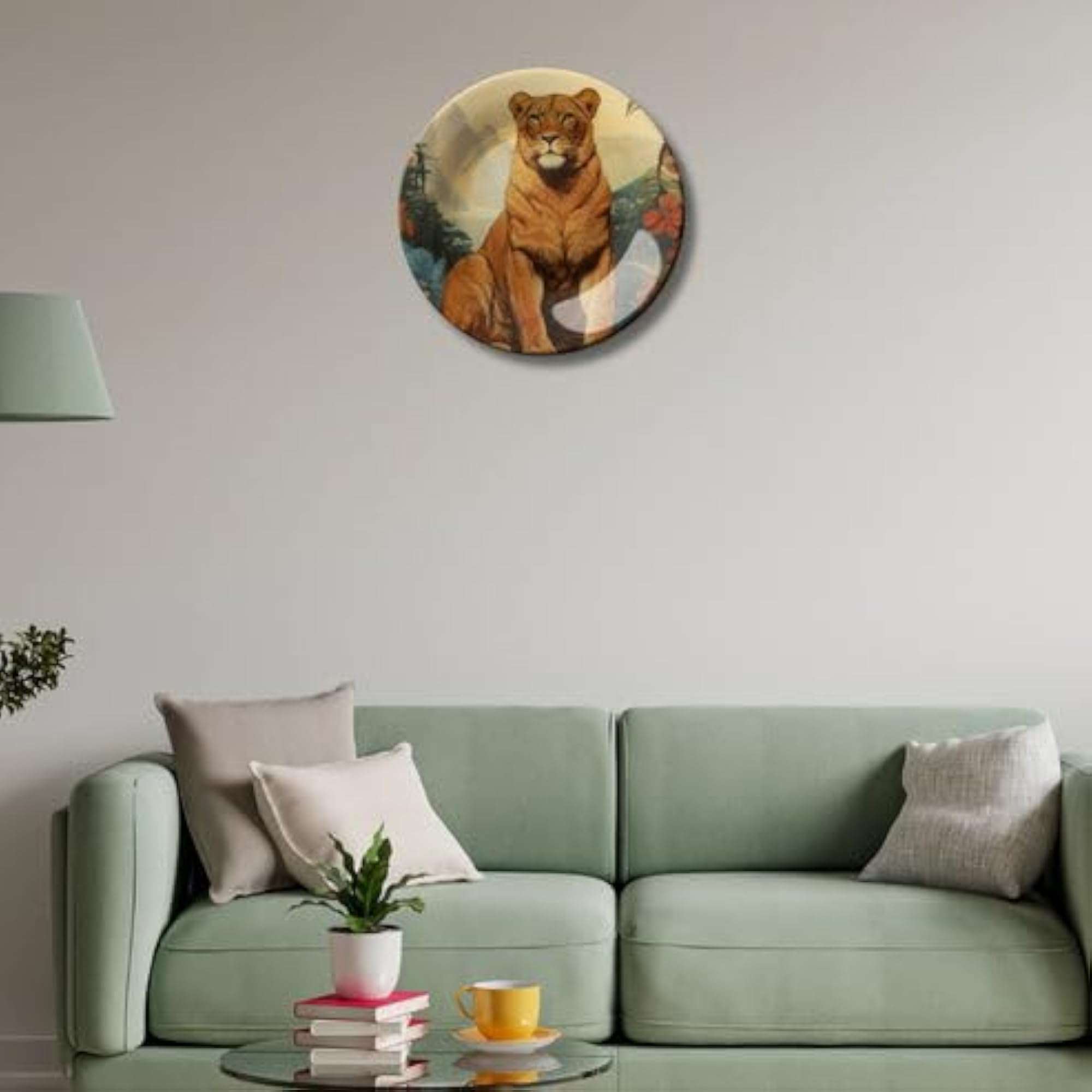 Lion Art Ceramic Decorative Plate for Home Décor