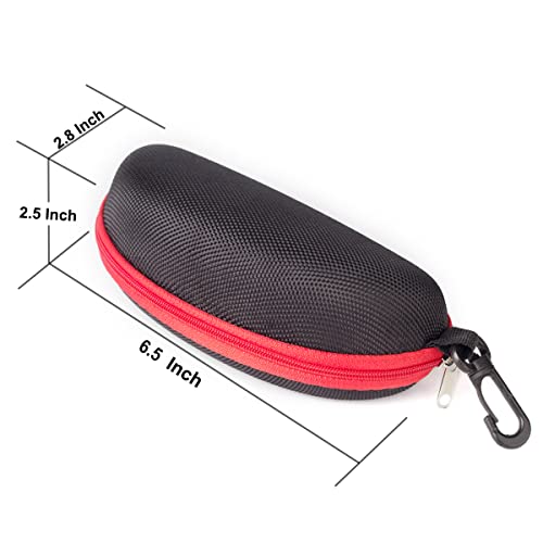 Raylove Sunglasses Case,(3 Pack) Portable Travel Zipper Eyeglasses Case Hook(2Red1Black) #TOP1