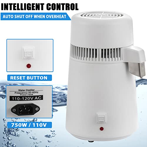 Hitgrand 1.1 Gallon Water Distiller Machine, 750W Home Countertop 4L Distilling Pure Water Machine, 110V Water Purifier Water Distillation Kit to Make Clean Water for Home