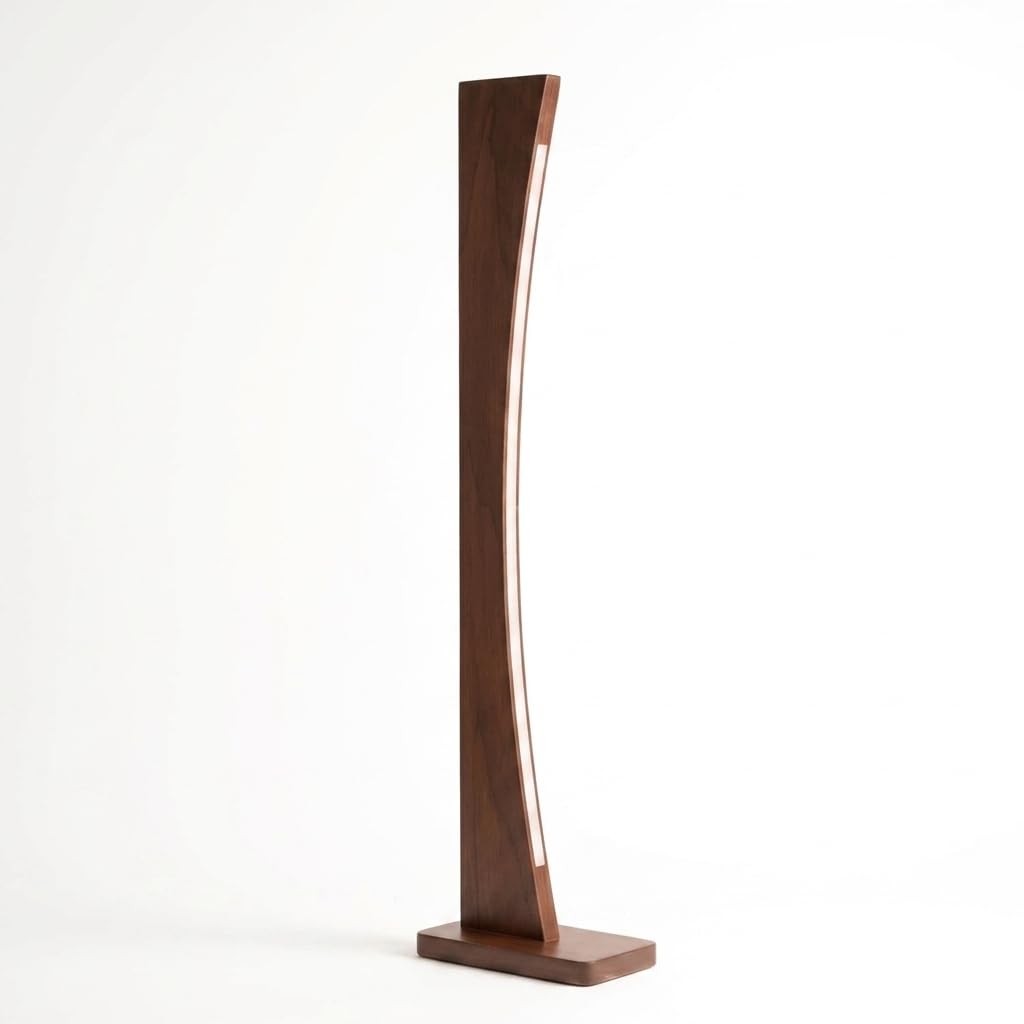 ESITRAQ Wooden LED Floor Lamp, Walnut Finish, Slim Design, Energy Saving, 4 Feet 6 Inches Height-image-44