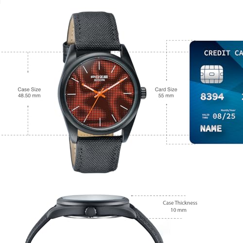 Image of Sonata Poze 9 with Quartz Analog Black /Orange Dial Black Strap Watch for Men - SP70033NP01W