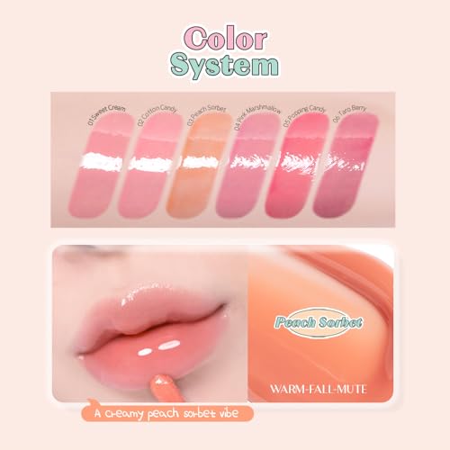 Image of ETUDE Over Glowy Lip Gloss #3 Peach Sorbet | Non-Sticky Vegan Lip Tint | Moisturized & Long-lasting Lip Gloss | Daily Tint for Dry Lips, Korean Makeup, K-beauty, Perfect for Gift