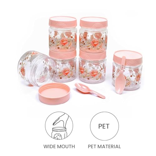 Image of 250 ml Set of 6 -Plastic Airtight Small Storage Container Boxes and Jar Kitchen Set - BPA-Free, Stackable Pantry Organizers for Kitchen Storage, Spices, Dry Fruits, Pulses (Pink)