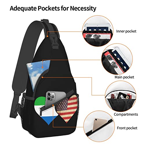 Mochila bandolera unisex bandera Sierra Leone y EE.UU. miniatura 5