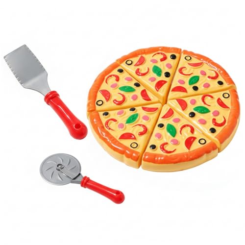 AwnsIMfreien Pizza Toy Realistic Pizza Play Set - Toy with Cutter for Kids Kitchen Interactive Play Food Set for Imaginative Cooking and Fine Motor Skills