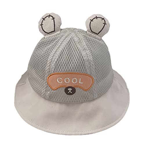 Cartoon Bucket Hat Cotton Fishmen Fashion Comfortable Sun Protection Cap for 6-18M Cotton Infant Sunshade Bucket Cap Beige